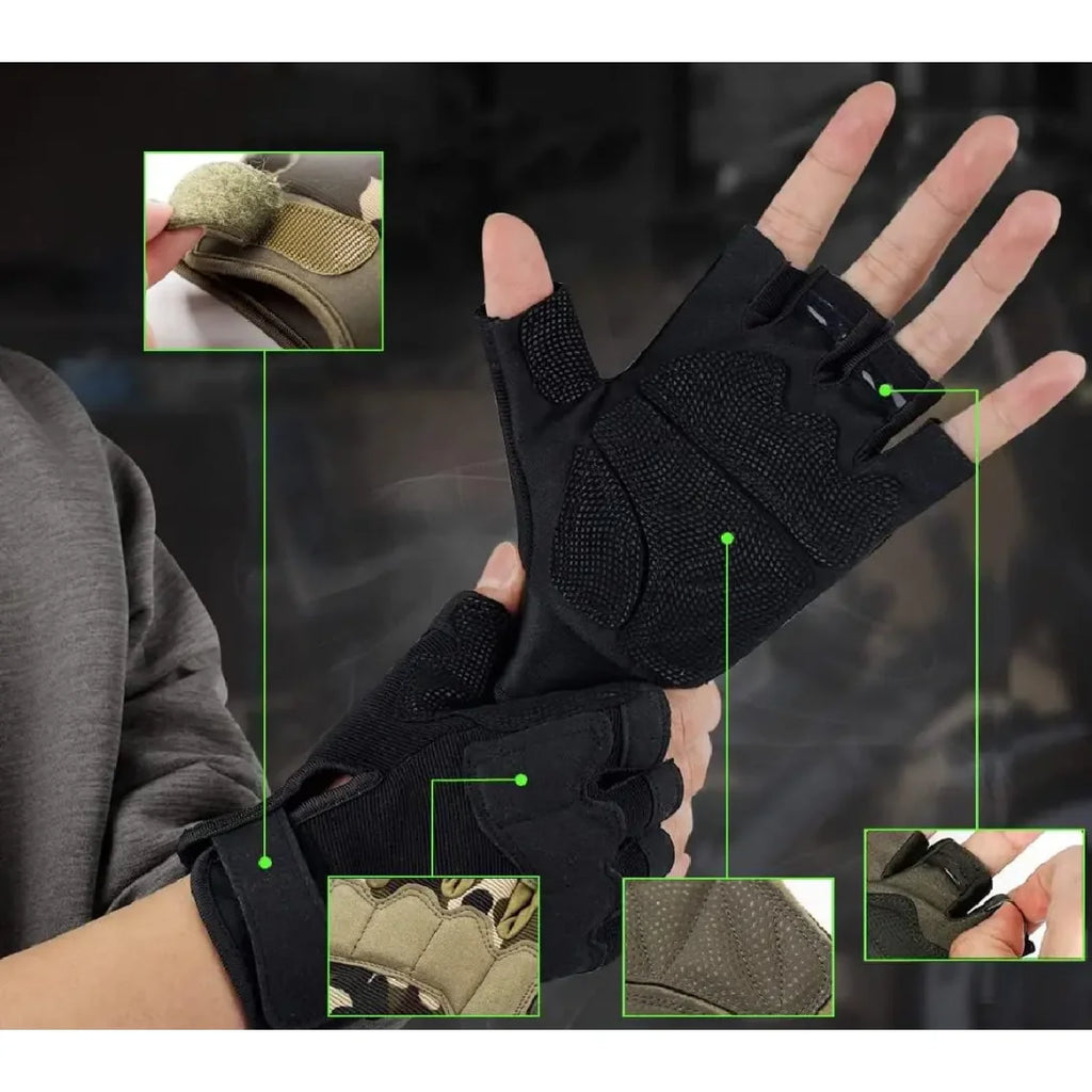 Fingerless Tactical Gloves Padded Lightweight Breathable Climbing Glove for Rock for cycling and rock climbing mountain climbing