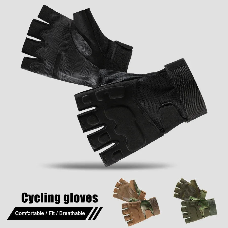 Half-finger Mittens Hunting Gloves Shock-absorbing Bicycle Gloves Cycling Climbing Paintball Shooting Outdoor Tactical Gloves