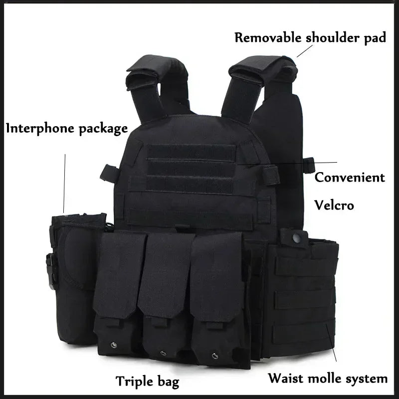 6094 Military Tactical Vest Body Armor Combat Army 1CS Gear Hunting Plate Carrier Airsoft Accessories Wargame Pouch Molle Vest