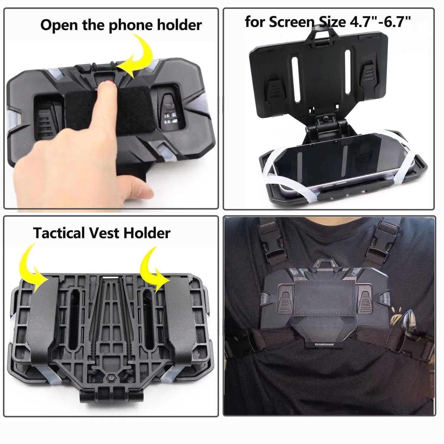 Tactical Vest Chest Phone Maps Navigation Holder Fit for MOLLE Plate Carrier Hunting Vest, Quick-Access Foldable Admin Panel