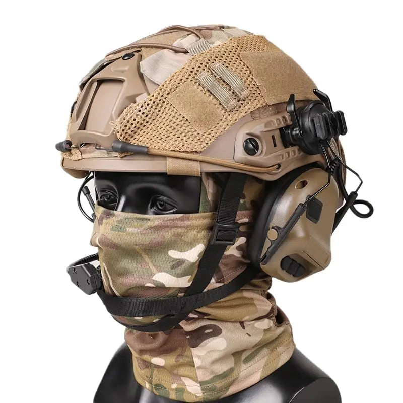 Tactical Helmet with Headset,Adjustable Airsoft Helmet with Helmet Cover & Fcae Balaclava Mask for Cosplay Tactical Hunting Gear