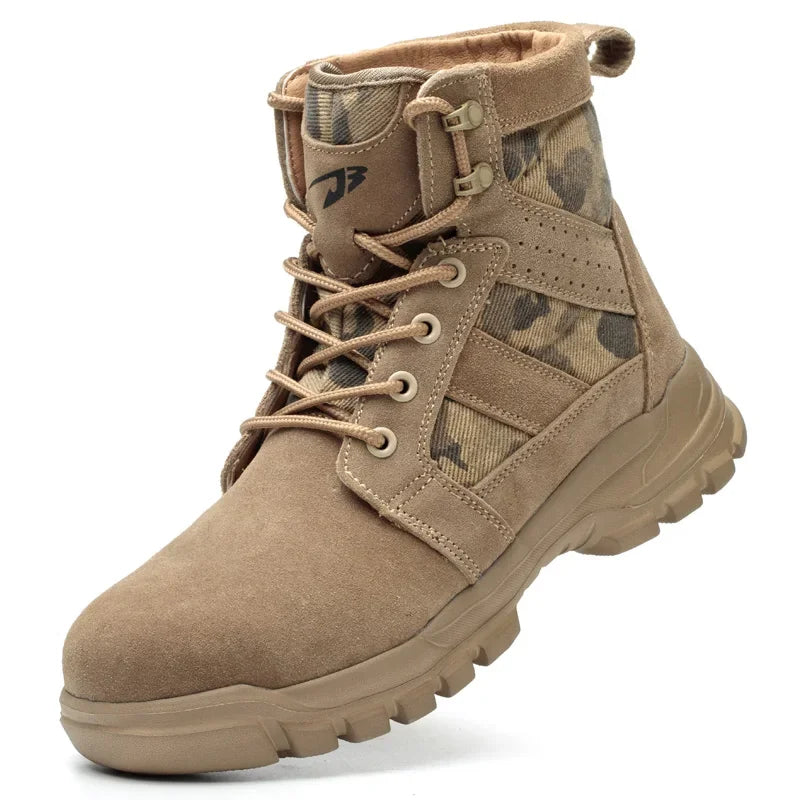 Fashion 2026 Cow Suede Men Work Boots Ankle Anti Scalding Safety Protection Boots Lightweight Steel Toe Cap Male Footwear Shoes
