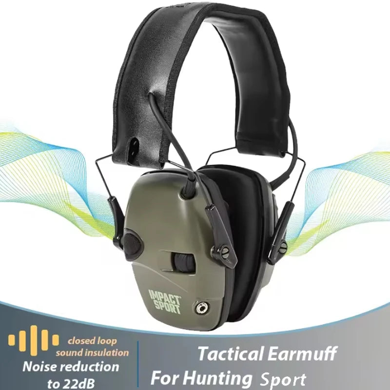 Noise-Cancelling Headphones, Impact Hearing Hunting Original Tactical Electronic Shooting Earmuffs for Outdoor Sports