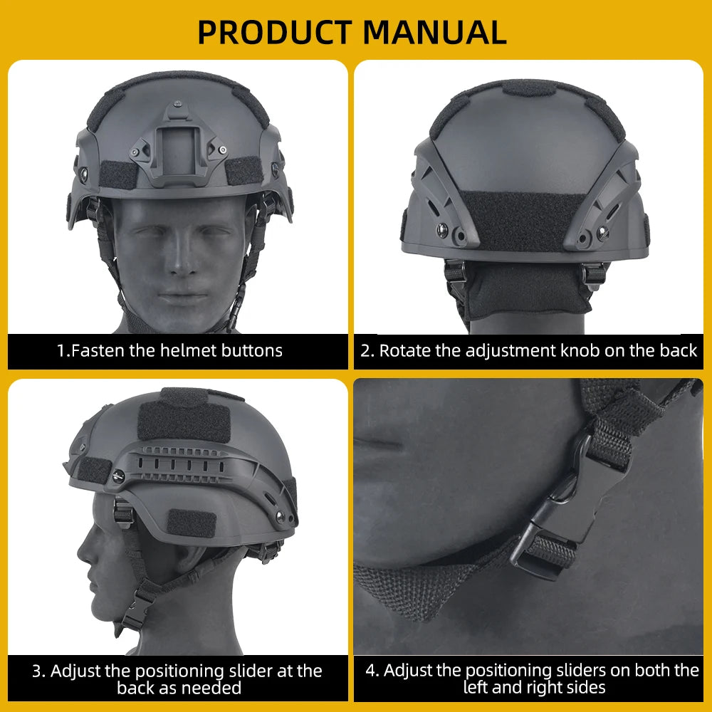 BOOIU Tactical Helmet MICH2000 High Cut ABS 53-55CM Airsoft MH Helmet Hunting Riding Outdoor Painball CS Protect Equipment