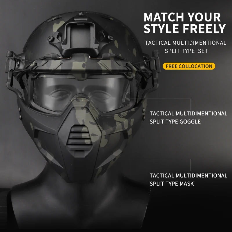 Tactical Mask with Goggles Set Split Type Set Shooting Airsoft CS Wargame Masks Paintball Hunting Accessories