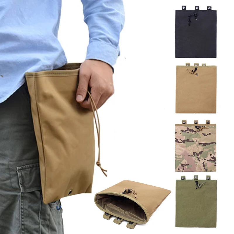 Outdoor Large MOLLE Dump Pouch Tactical Mag Recovery Bag Drawstring Magazine Recycling Storage Pack Hunting Gear Holder