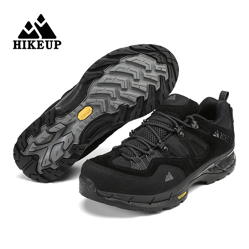 HIKEUP New Arrival Leather Hiking Shoes Wear-resistant Outdoor Sport Men Shoes Lace-Up Men's Climbing Trekking Hunting Sneakers