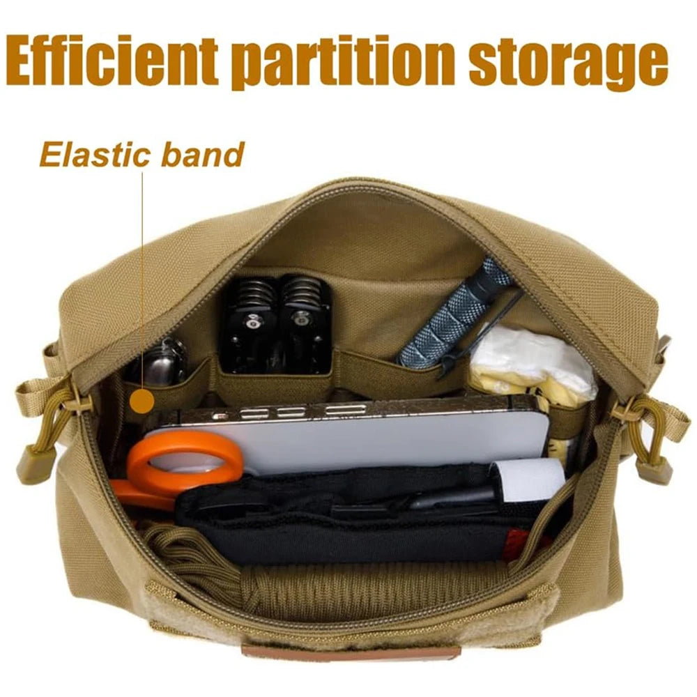 Tactical Molle Admin Pouch Sports Hunting Dump Pouch Nylon Front Pouch of Plate Carrier Chest Rig with Molle Carrying Kit Bag