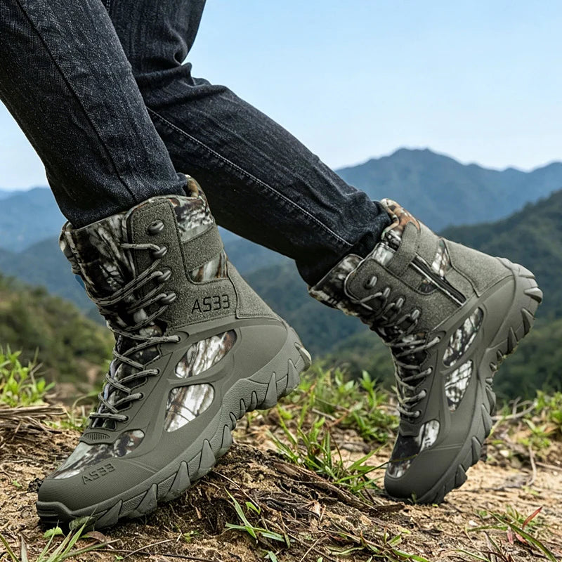 Men Climbing Shoes Tactical Boots Outdoor Field Training Shoes Breathable Mountain Hiking Shoes Sneakers Non-slip Hunting Boots