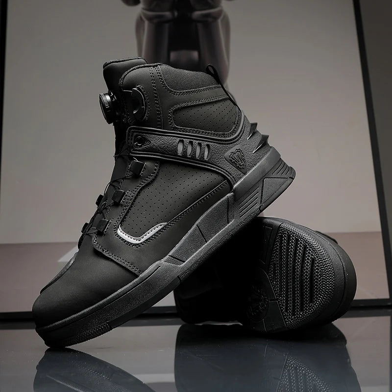 Cowhide Motorcycle Boots Men Leather Breathable Anti Slip Motorbike Cycling Shoes High Quality Men's Motocross Protective Boot