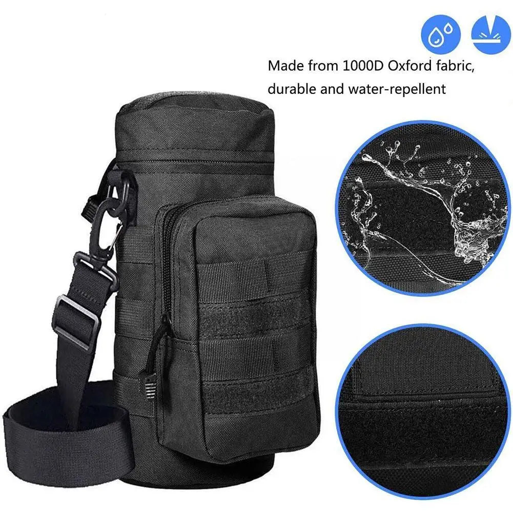 Molle Water Bottle Holder Bag Hydration Carrier Kettle Pouch with Strap Fits Up to 32 oz. For Hiking Fishing