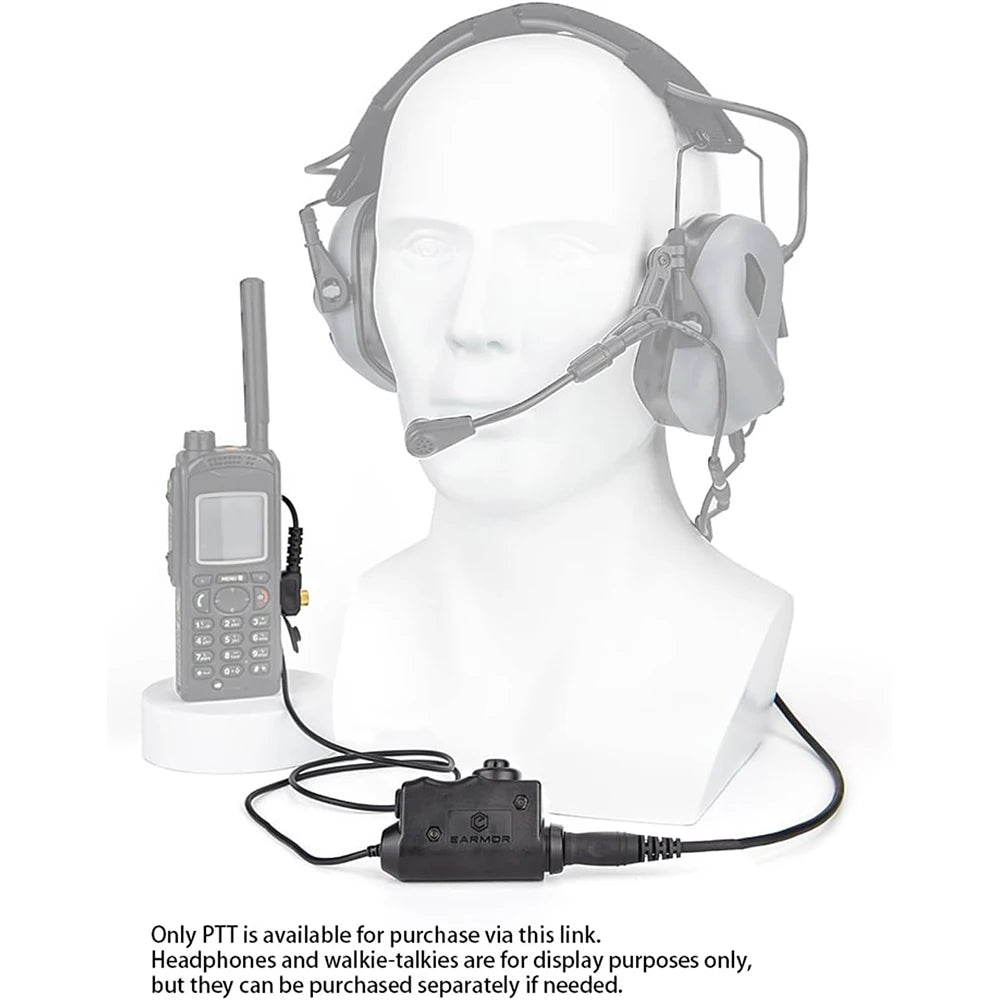 EARMOR Tactical PTT Tactical Headset Button activated push-to-talk PTT adapter M51 KENWOOD,BAOFENG  interface