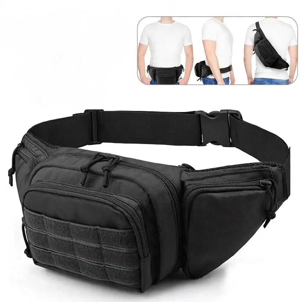 Tactics Outdoor Sports Waist Bag with Badge and Buckle, Hiking Bike Fishing Shoulder Bag Lightweight High Capacity Waist Bag