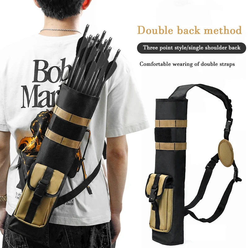 Archery Lightweight Back Arrow quiver Dual Use Foldable Compact Hip Arrows Bag with Molle System Pocket Hanged for hunt