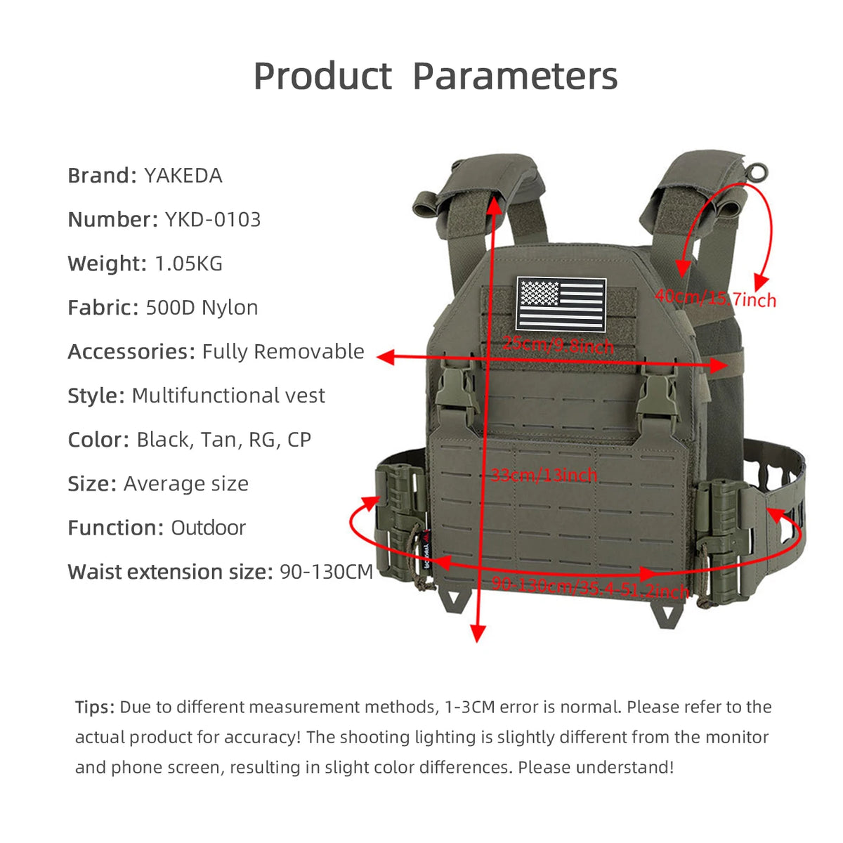 YAKEDA Quick Release Multifunctional Hunting Vest Breathable Nylon Vest can be used for hunting, wilderness survival, etc