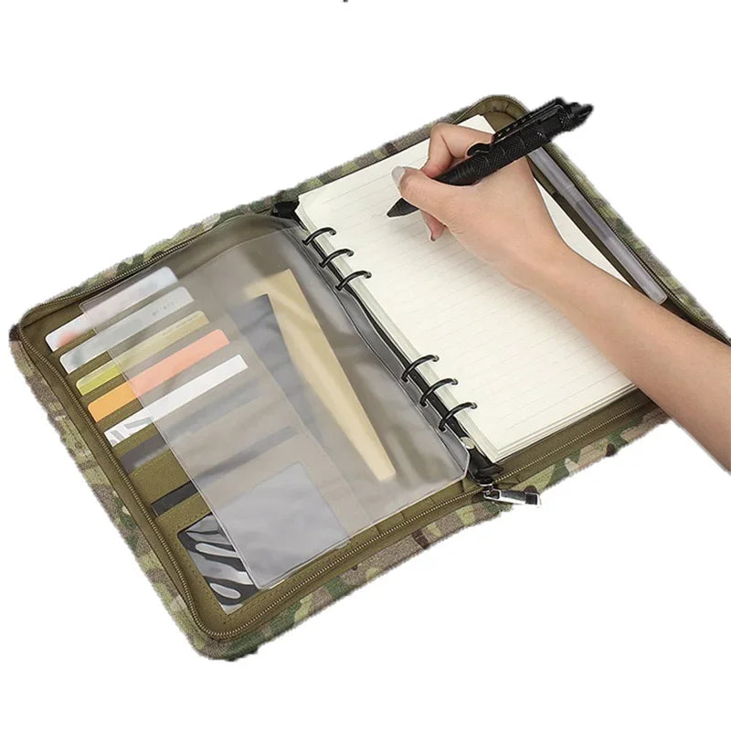 A4 A5 A6 Multicam Camo Tactical Notebook with Zippered Padfolio Ring Binder Loose-Leaf Paper Weatherproof Notepad