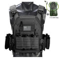 Outdoor camouflage vest with modular pockets and 1.5-liter water bag, suitable for hiking and exploration