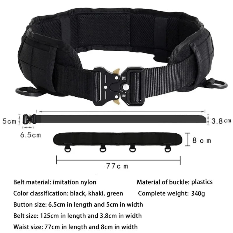 Outdoor Hunting Adjustable Padded Breathable Tactical Belt Multi-Function Buckle Nylon High Quality Outdoors Sport Canvas Belt