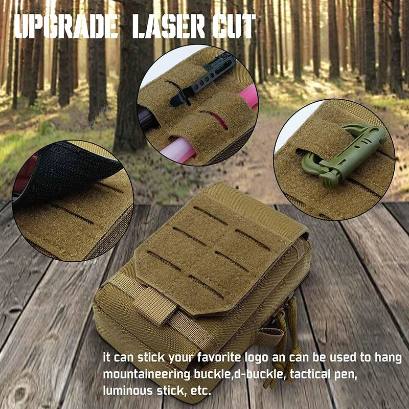 Tactical Phone Holster Pouch Molle Tactical Utility EDC Pack with Hook & Loop Heavy Duty Belt Molle Pouches for Belt Backpack Ve