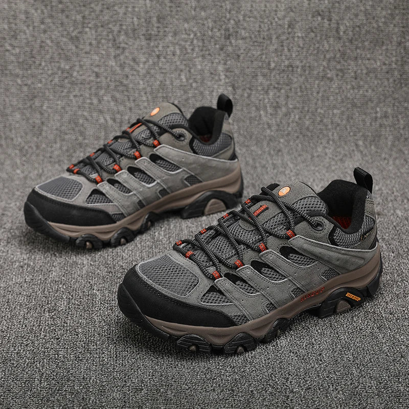 HIKEUP Sneakers for Men Hiking Shoes Leather Trekking Boots Women Camping Hunting Mens Mountain Tactical Ankle Boots Run Sneaker