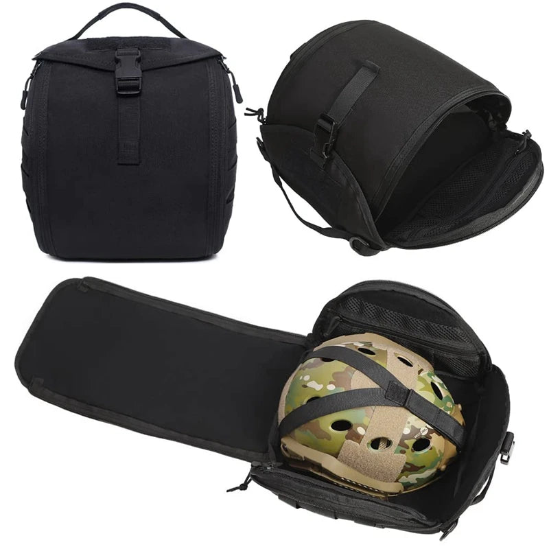 Helmet Bag Tactical MOLLE Clamshell Helmet Pouch Padded and Fleece Lined Storage Case for MilSim Motorcycle Bike Helmets