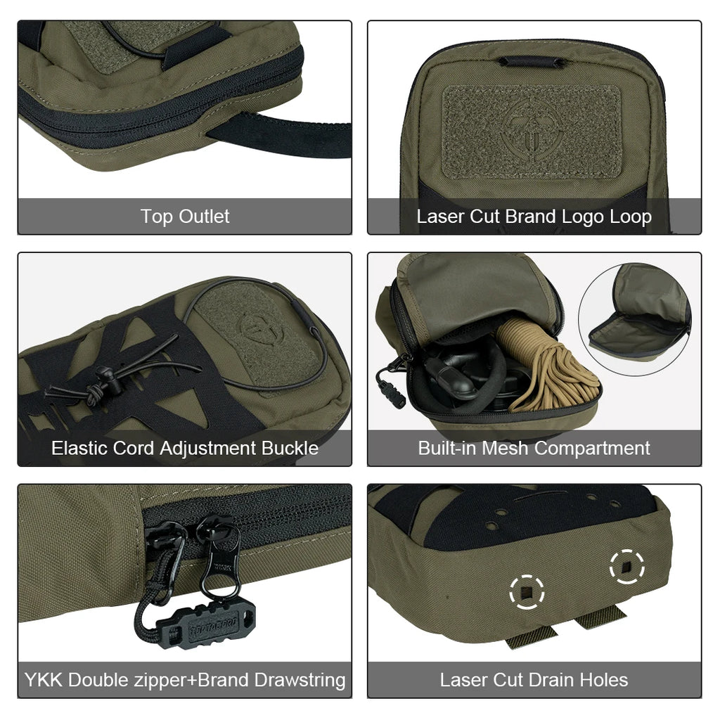 TOPTACPRO Tactical Hydration Pouch W/ Inner Bladder Water Bag Laser Cut MOLLE Hydration Pouch 8504