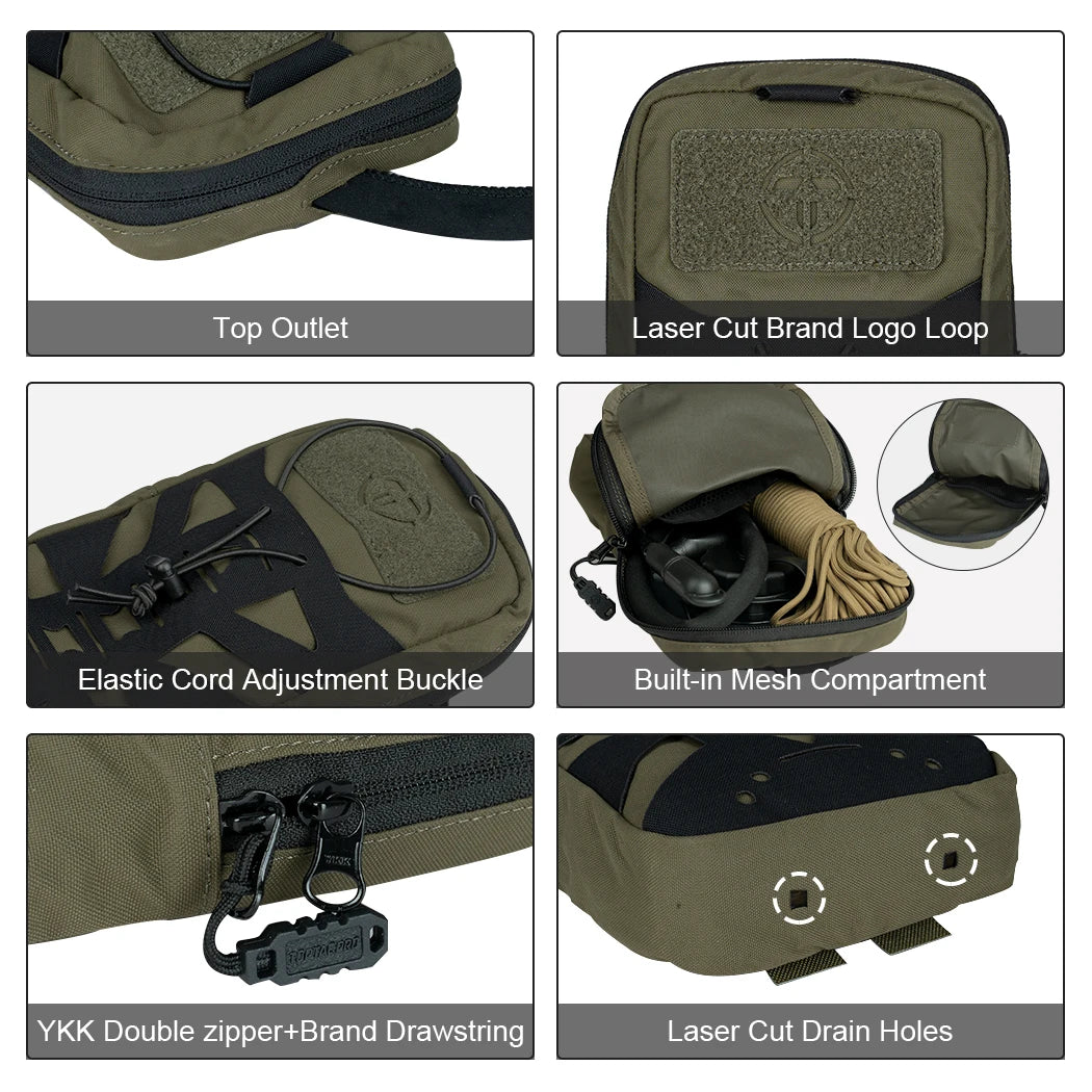 TOPTACPRO Tactical Hydration Pouch W/ Inner Bladder Water Bag Laser Cut MOLLE Hydration Pouch 8504