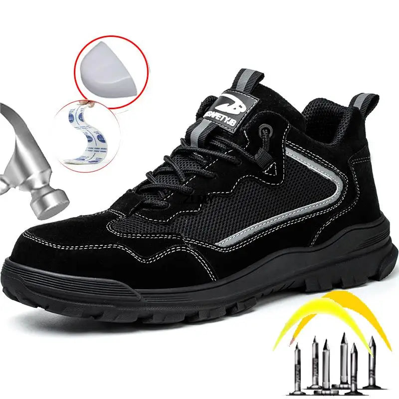 Men Safety Shoes Without Metal Puncture Proof Plastic Toe Work Safety Boots Insulation 6KV Man Work Shoes Reflective Male Shoes