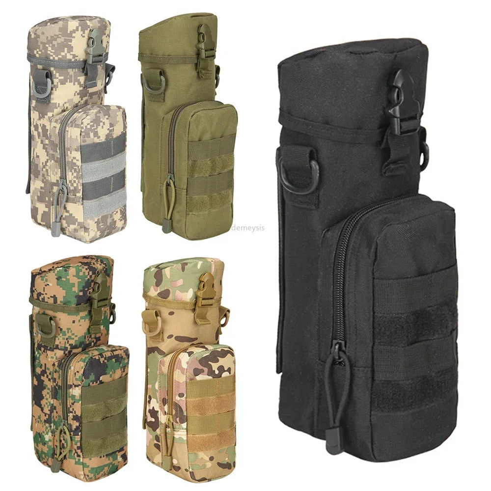 Tactical Molle Water Bottle Pouch Nylon Outdoor Sport Travel Kettle Bag with Shoulder Strap