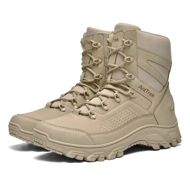 Men's High Top Anti Slip Hiking Boots Waterproof Outdoor Mountaineering Climbing Shoes Lac-Up Tactical Boots Trail Hunting Boots