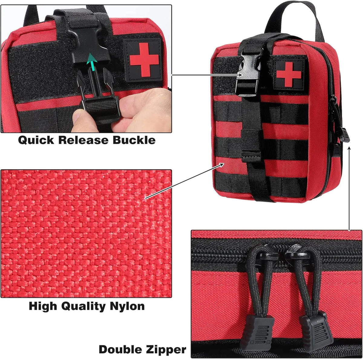 1pc MOLLE EMT Rip-Away Pouch, Compact First Aid Bag, Belt Utility Pouch for Outdoor Camping Hiking (Only Bag)