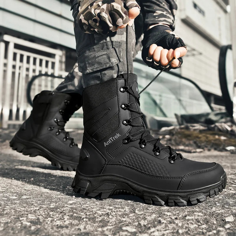 Men's Wild Training Boots Four Seasons High-Top Non-Slip Waterproof Outdoor Boots Fashion Comfort Jungle Hiking Sneakers