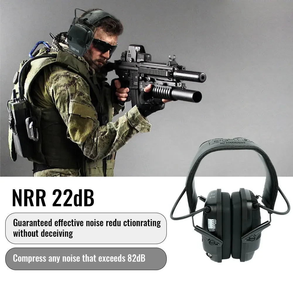 Electronic Shooting Headset Headphones for Hearing Protection Ear Protect Noise Reduction Active Hunting Tactical Earmuff