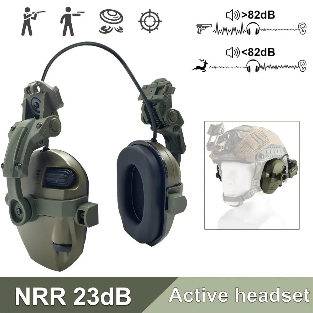 Active Helmet Mounted Earmuffs For Shooting Electronic Hearing Protection Ear Protect Noise Reduction Active Hunting Headphone