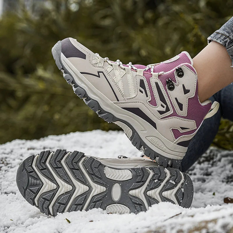 Men's Hiking Shoes Women's Plus Velvet Warm Hiking Shoes Rainproof Non-slip Hiking Shoes Outdoor Hunting Tactical Sports Shoes