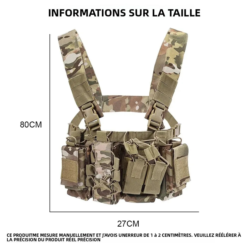 Tactical Chest Equipment Bag Molle with Magazine Bag Outdoor Hunting Chest Hanging Waterproof Nylon Front Bag