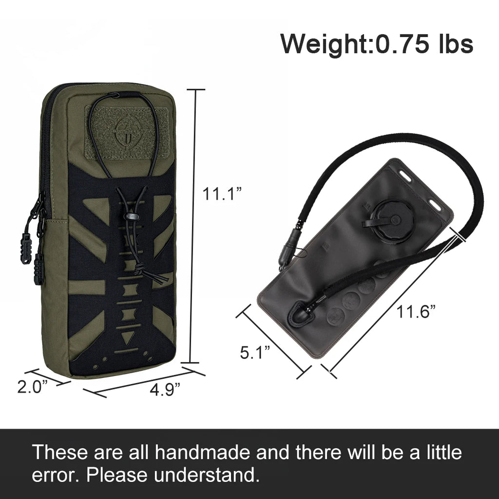 TOPTACPRO Tactical Hydration Pouch W/ Inner Bladder Water Bag Laser Cut MOLLE Hydration Pouch 8504
