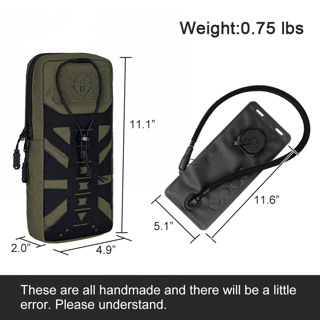 TOPTACPRO Tactical Hydration Pouch W/ Inner Bladder Water Bag Laser Cut MOLLE Hydration Pouch 8504