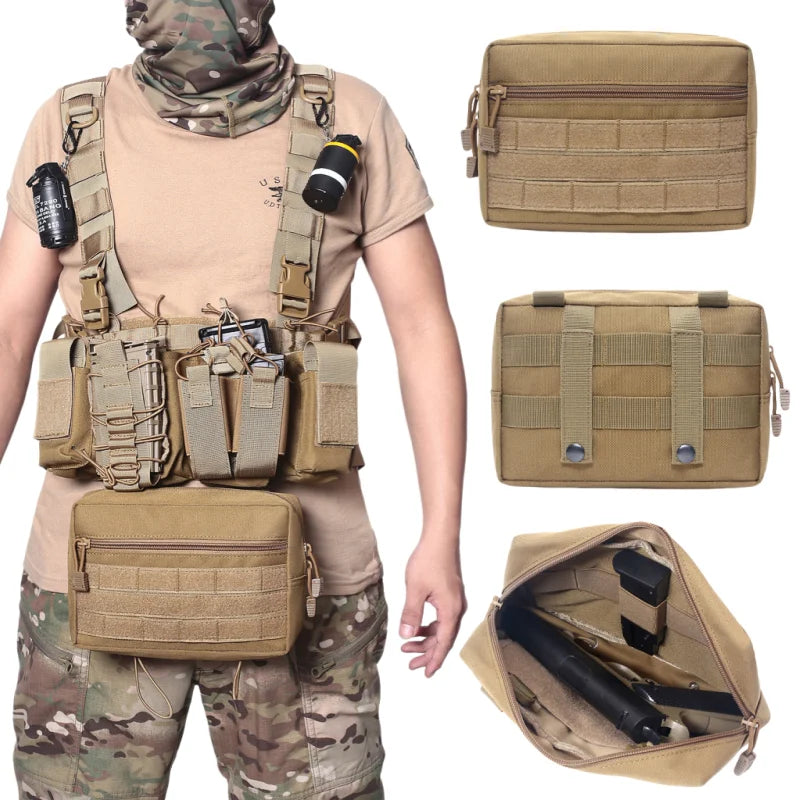 1000D Tactical Sack Pouch Sub Abdominal Drop Down Belly Utility Bag For D3 Chest Rig MK3 Hunting Vest Plate Carrier Storage Bag