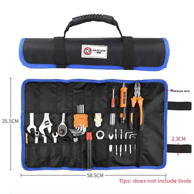 Oxford Canvas Folding Wrench Roll Storage Kit Portable Anti Splash Tool Organizer Bag Foldable Wrench Hammer Electrician Bag