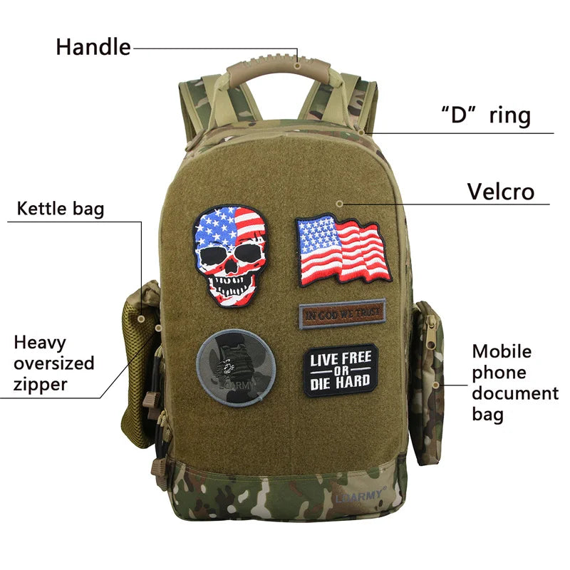LQARMY 35L Outdoor Tactical Backpack Military Rucksacks Men Waterproof Multi-function Military Tactical Laptop Bag