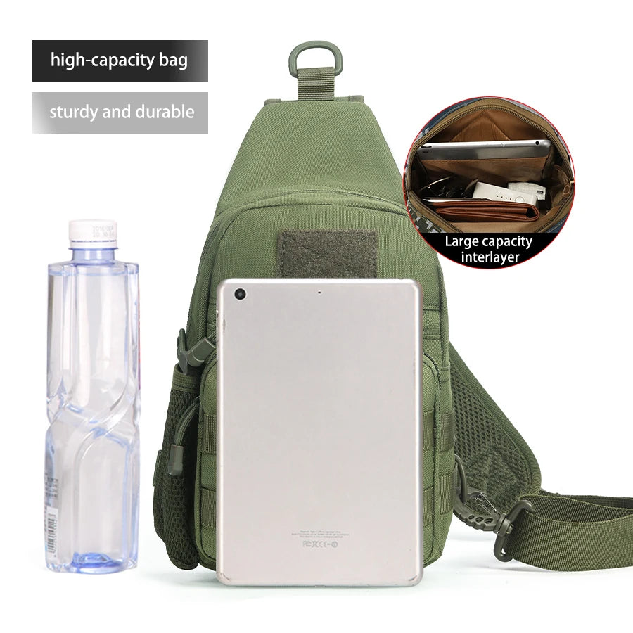 Men's Casual Sling Bag Lightweight Crossbody Chest Pack for Daily Commute Travel Small Shoulder Bag with Multiple Pockets