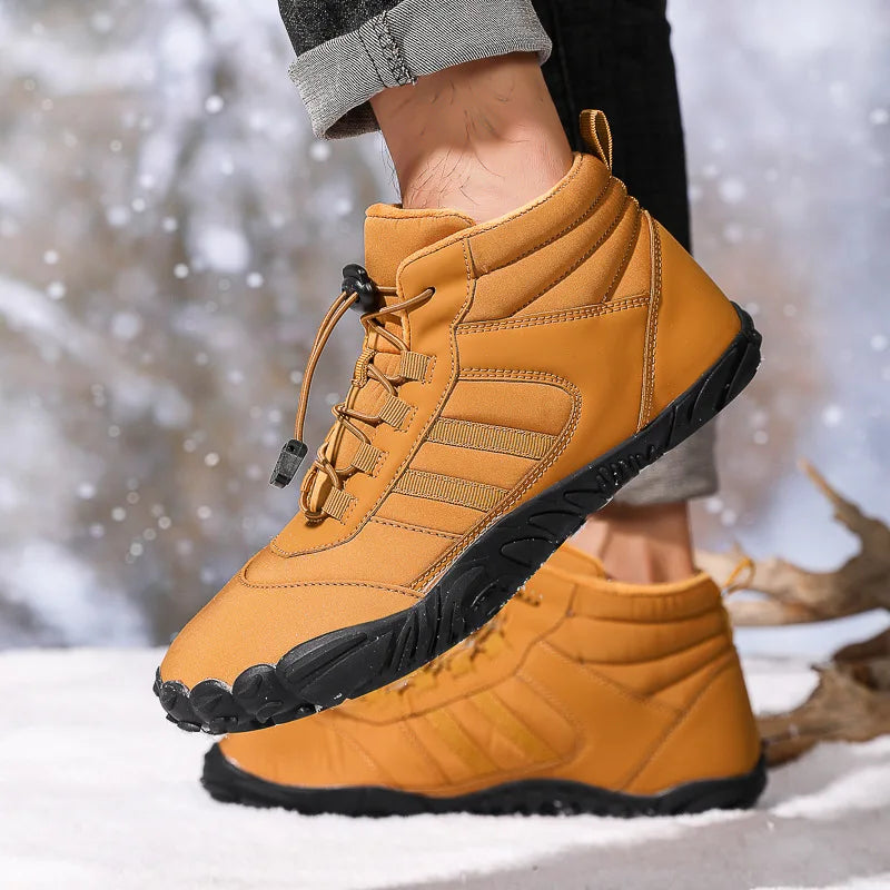 2024 Snow Boots Waterproof Men Winter Shoes Barefoot Ankle Boots Couple Snow Shoes Outdoor Hiking Shoes Fur Warm Plush Boots