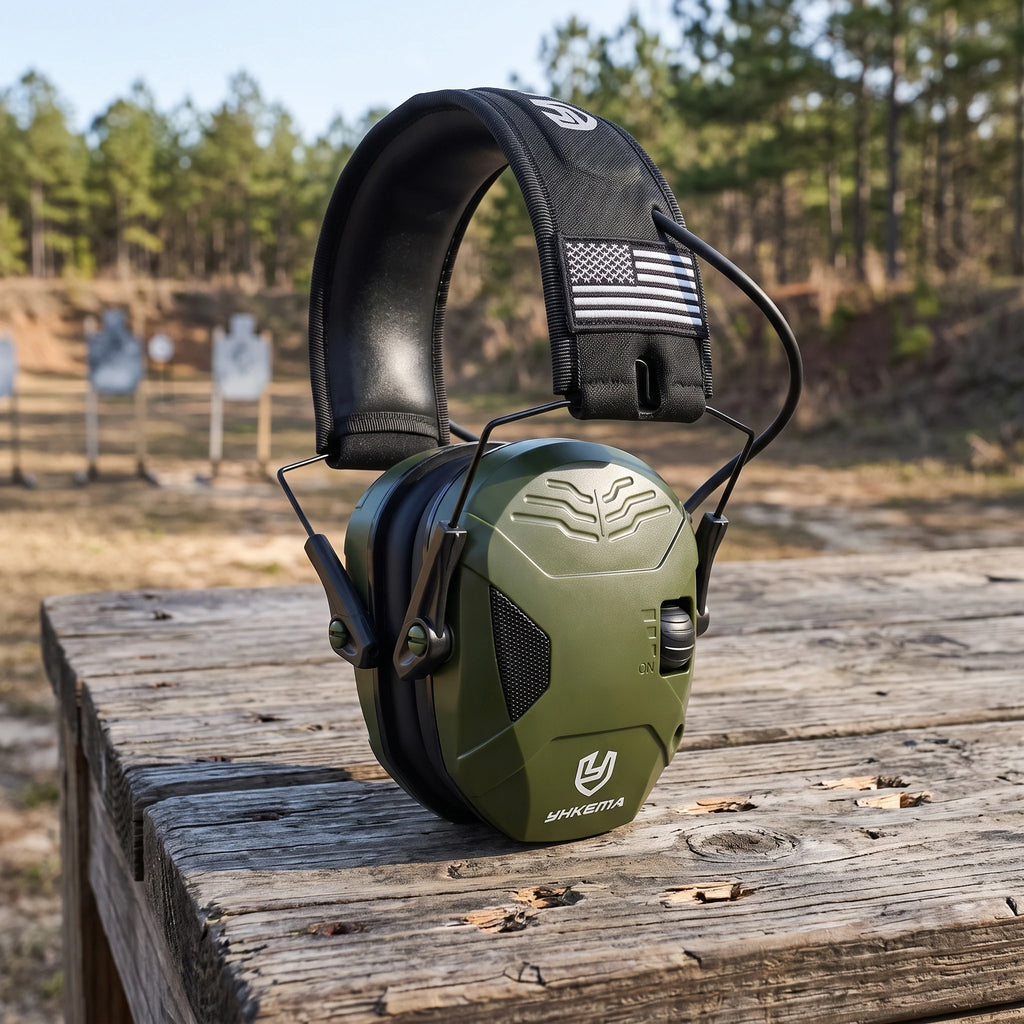 YHKEMA Electronic Shooting Earmuffs NRR 23dB Active Noise Reduction 4X Sound Amplification Hearing Protection For Hunting