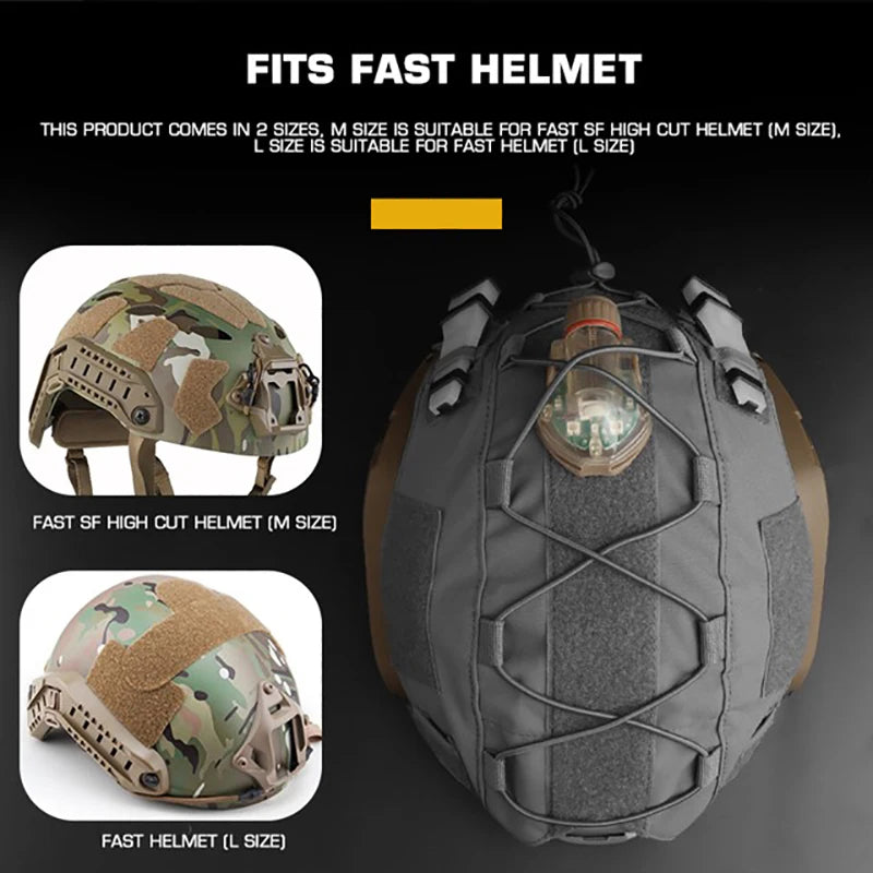 Camouflage Tactical Helmet Cover Military Paintball Hunting Shooting Gear Helmet Cloth for FAST Helmet Size M / L