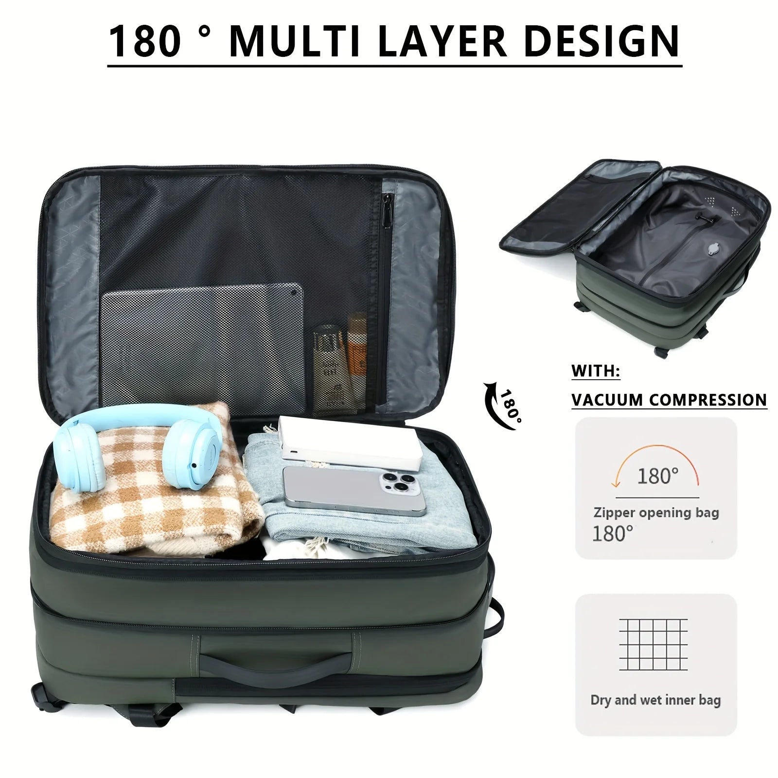 New Vacuum Compression Large Capacity Expansion Backpack, Travel Backpack, Waterproof Backpack Computer Bag