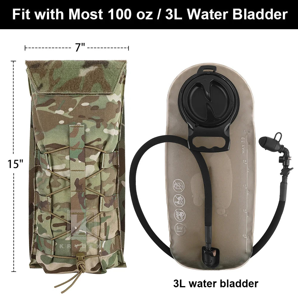 KRYDEX Tactical 500D 3L Hydration Pouch MOLLE Carrier Pack Bag Modular 100 oz Water Bladder Pouch Hunting Outdoor Accessories