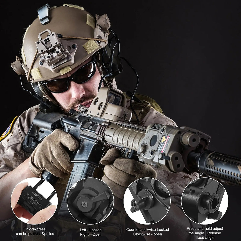 BOOIU L4G24 NVG Helmet Mount Holder Metal/Nylon Night Vision Goggles Mount for PVS15/18 Outdoor Hunting Tactical Helmet Bracket
