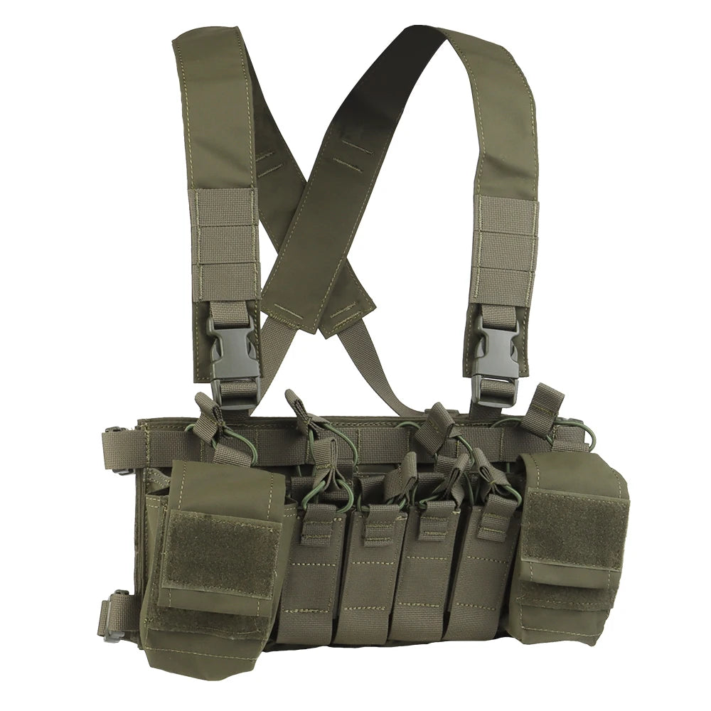 D3CRX Tactical Chest Rig MOLLE Hunting Vest Multi-function Modular Plate Carrier with Quadruple 9mm 5.56 Magazine Pouch