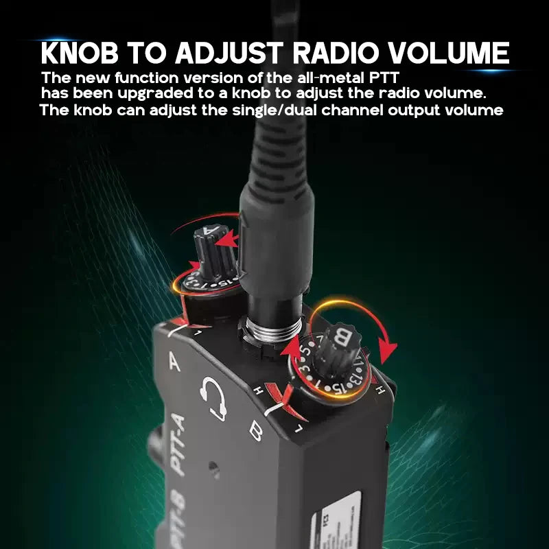 2024FCS-TACTICAL Metal CNC MPU5 MK II DUAL PTT Tactical Communication Headset and Radio Accessories Adjust Radio Volume Function